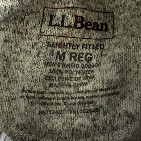 LL Bean Sweater Fleece Men Size  M Heather Gray 1/4 Snap Slightly Fitted - Picture 12 of 12